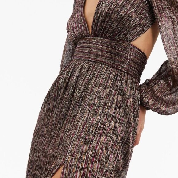 REBECCA VALLANCE Casey Maxi gown dress backless Vintage Disco fortuny plum NWT - Picture 4 of 12